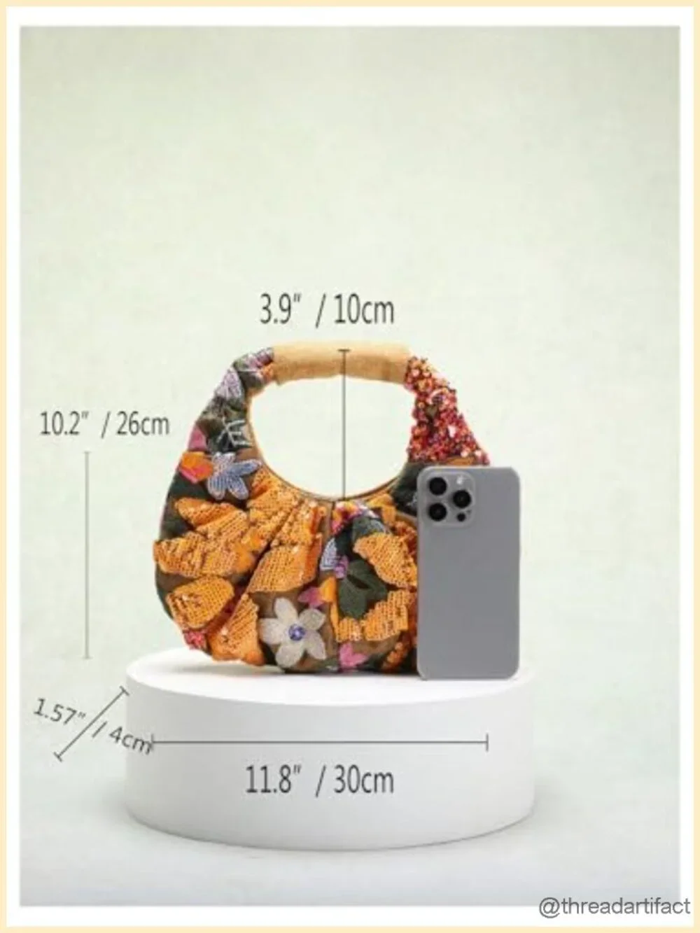Sequin Floral Embroidery Beaded Top Handle Evening Bag Party Purse